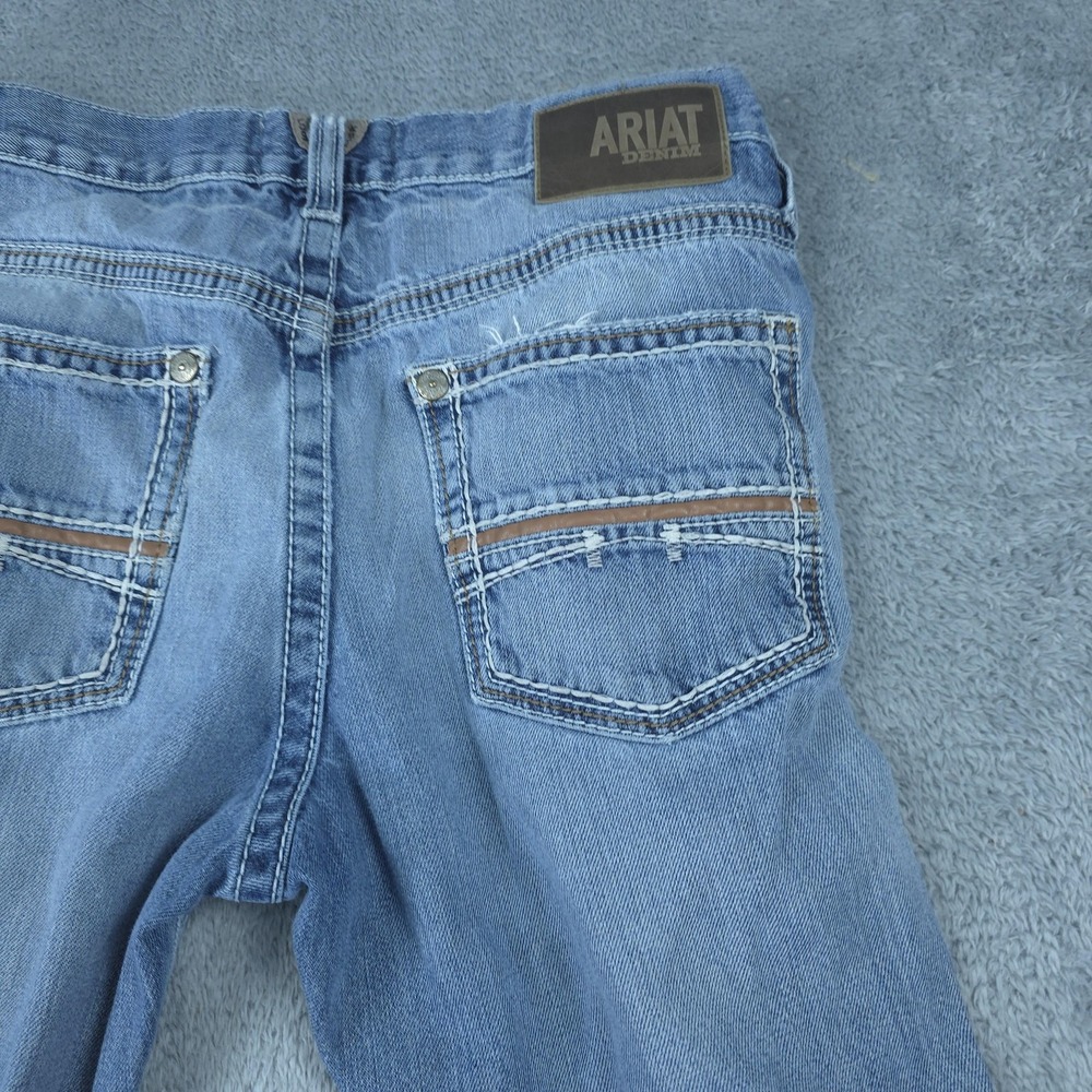Ariat M4 Coltrane Jeans Mens 32x32 Light Blue Wash Bootcut Distressed - Picture 8 of 16
